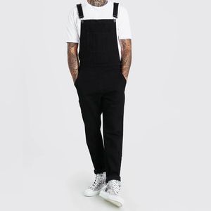 Men’s black denim overalls